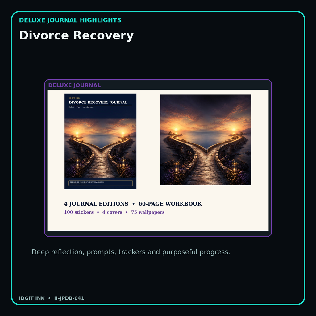 Divorce Recovery deluxe digital journal features and guided reflection pages