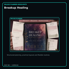 Breakup Healing deluxe digital planner features and flexible organization