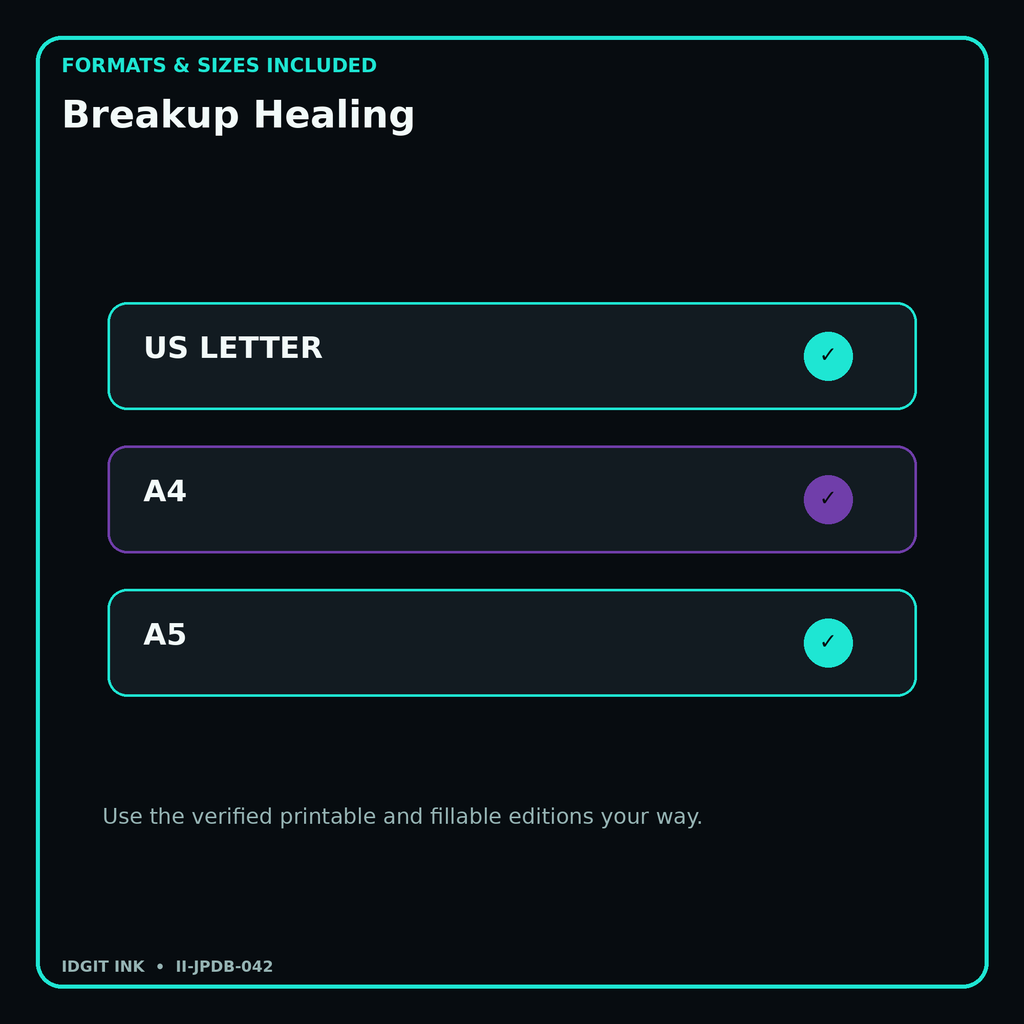 Breakup Healing digital bundle formats in US Letter A4 and A5
