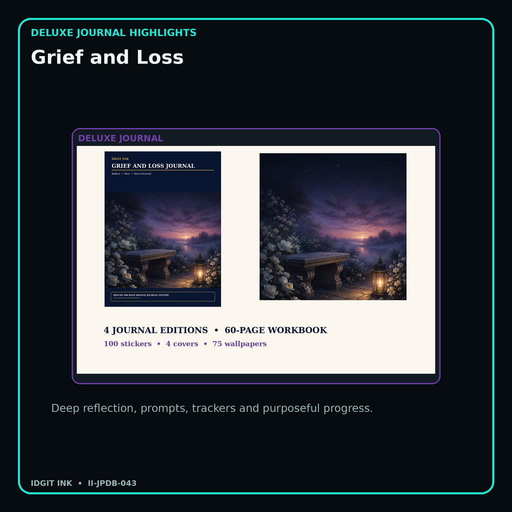 Grief and Loss deluxe digital journal features and guided reflection pages