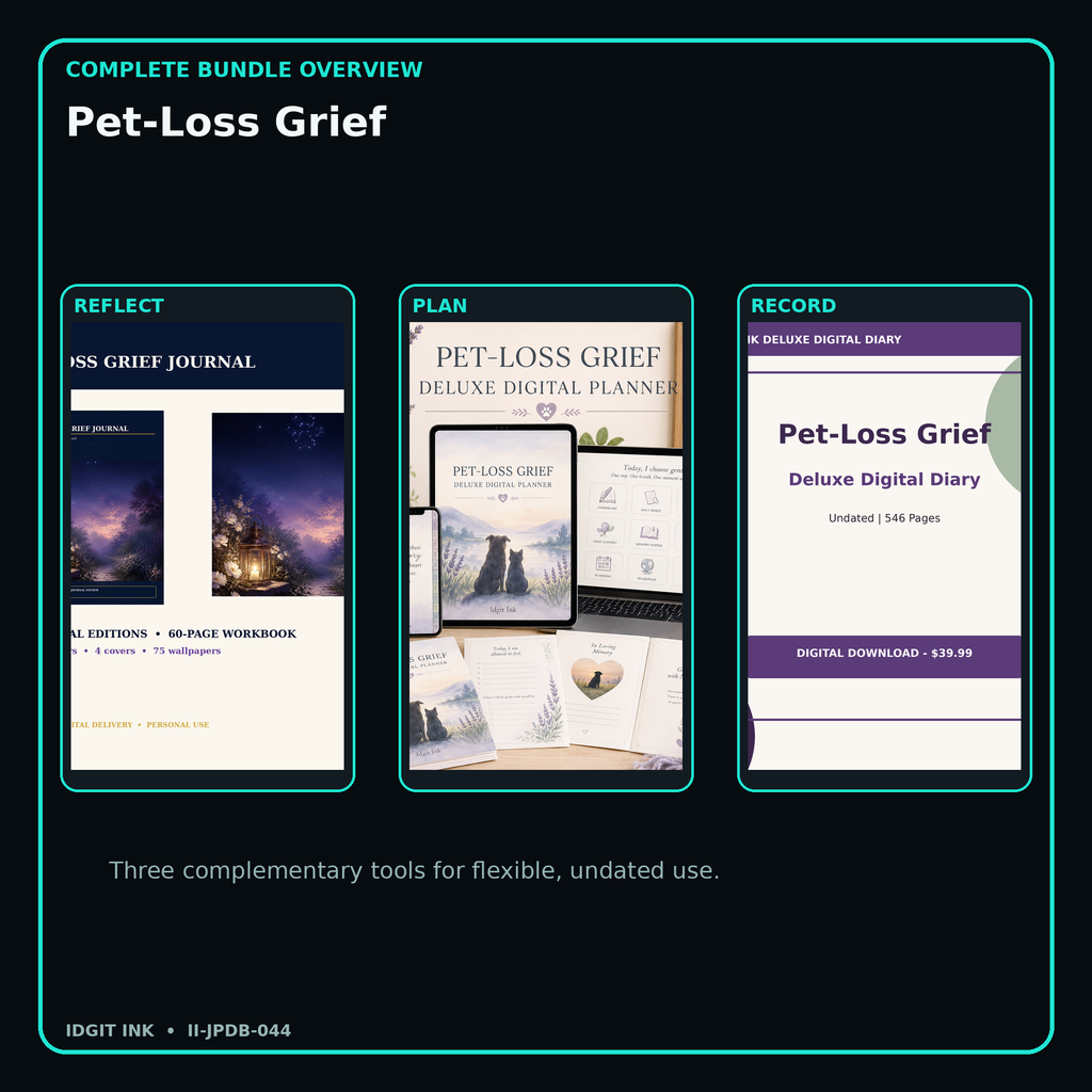 Pet-Loss Grief complete three-product digital bundle overview