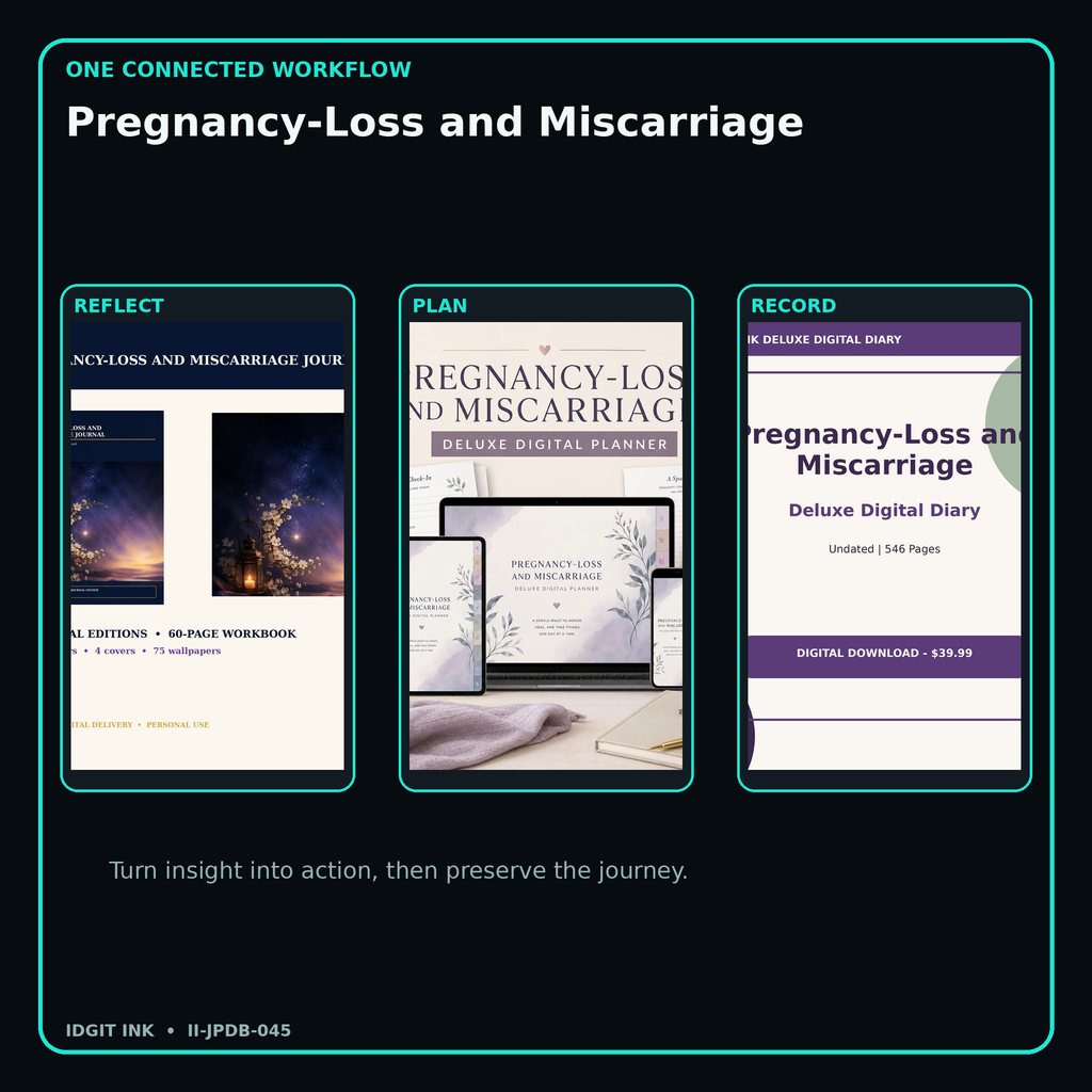 Pregnancy-Loss and Miscarriage connected journal planner diary workflow and customer benefits