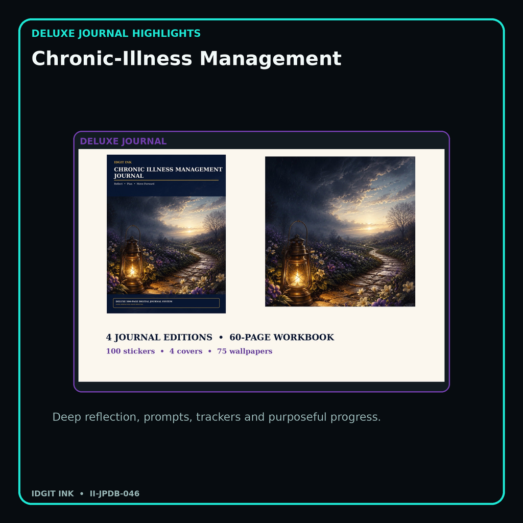 Chronic-Illness Management deluxe digital journal features and guided reflection pages