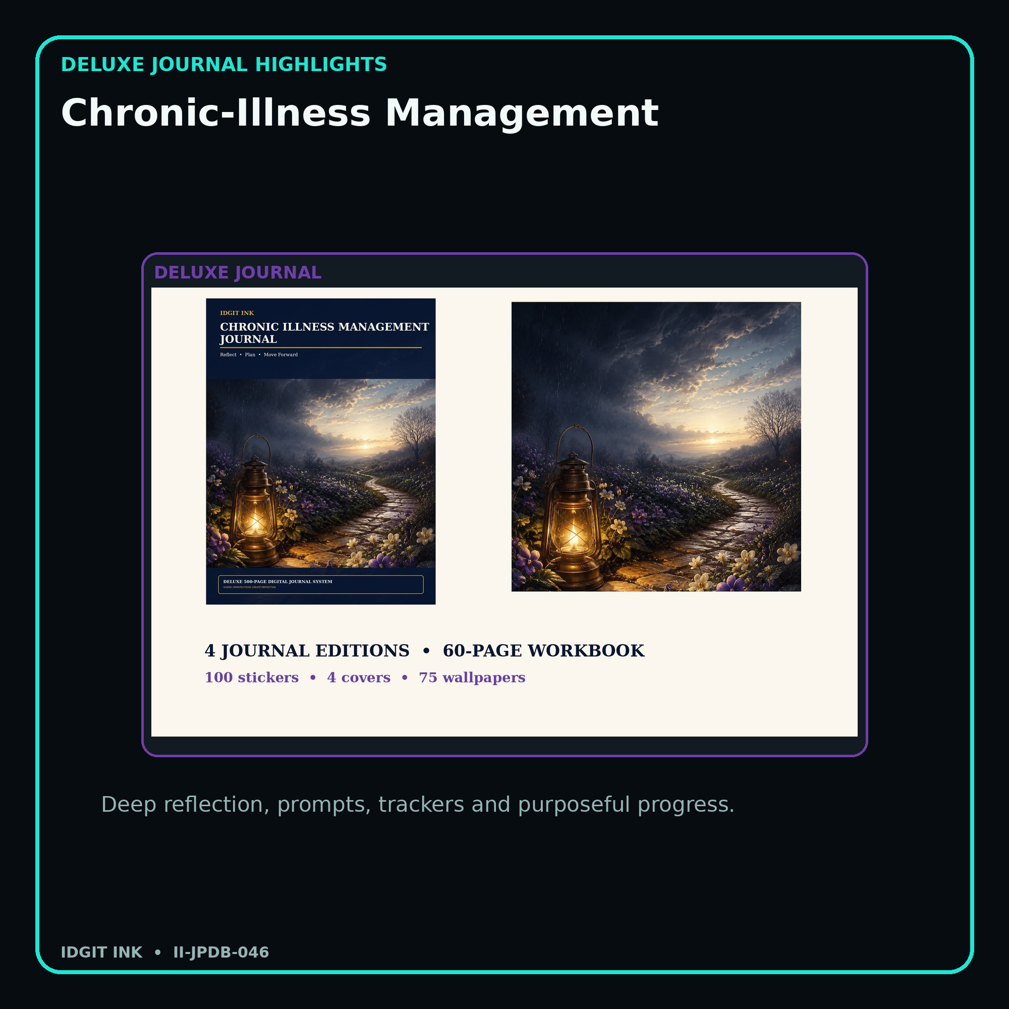 Chronic-Illness Management deluxe digital journal features and guided reflection pages