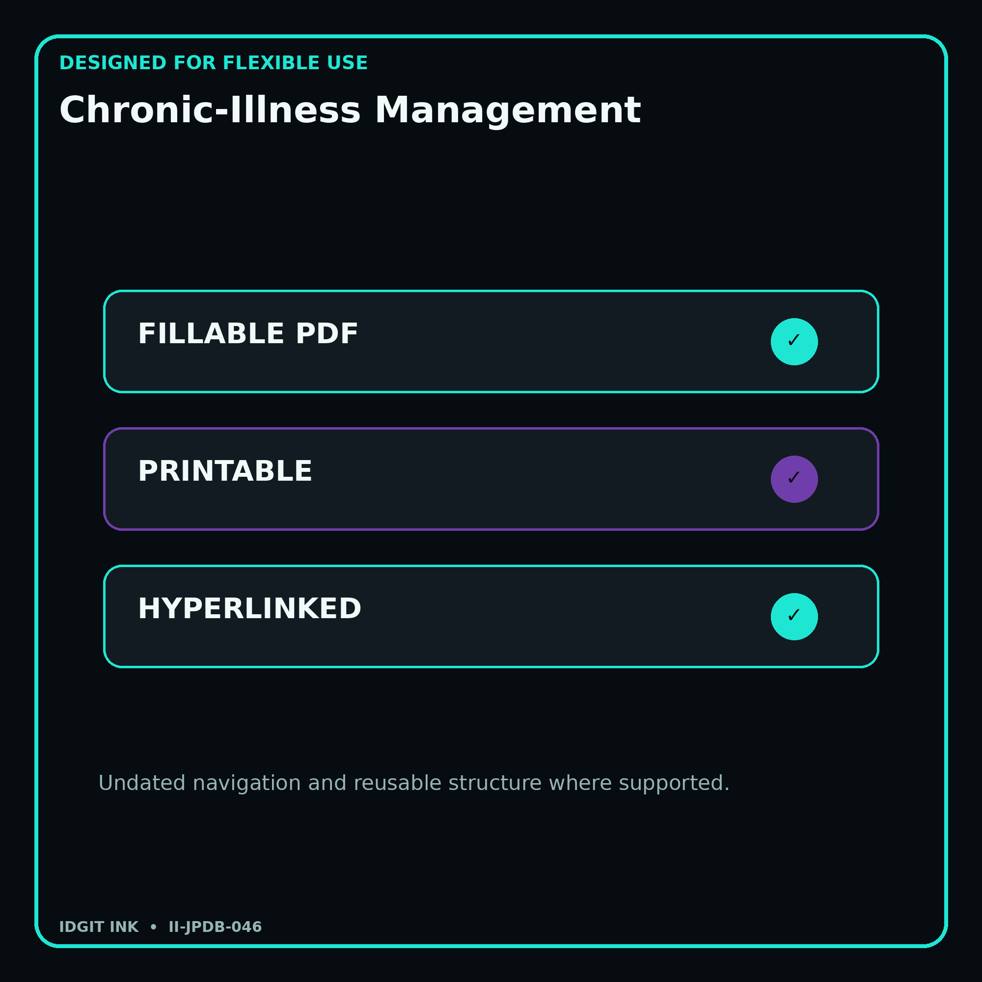 Chronic-Illness Management fillable printable and hyperlinked digital features