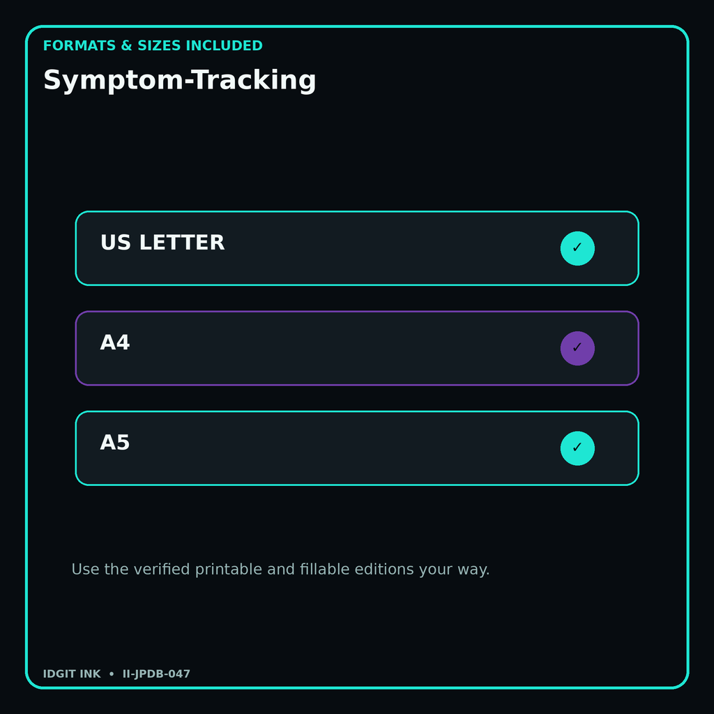 Symptom-Tracking digital bundle formats in US Letter A4 and A5