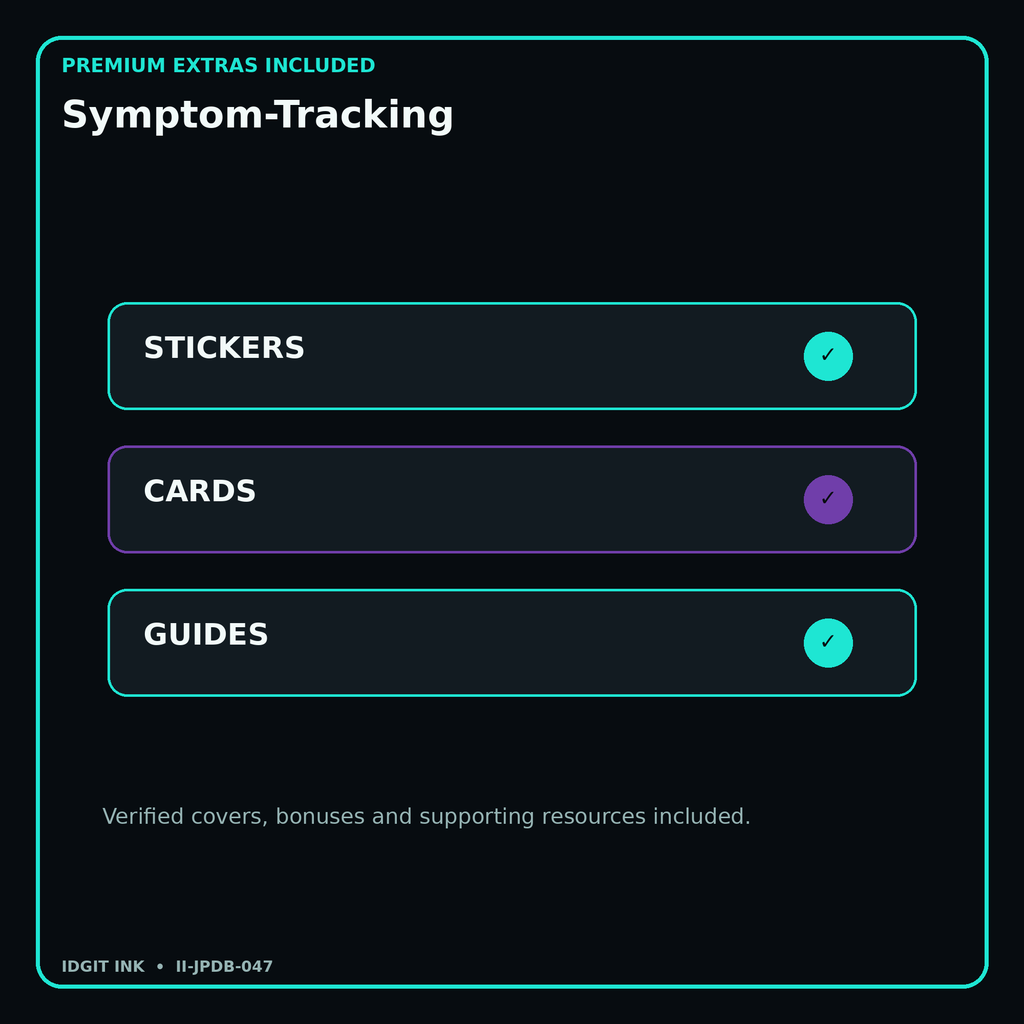 Symptom-Tracking stickers cards covers guides and verified bundle bonuses
