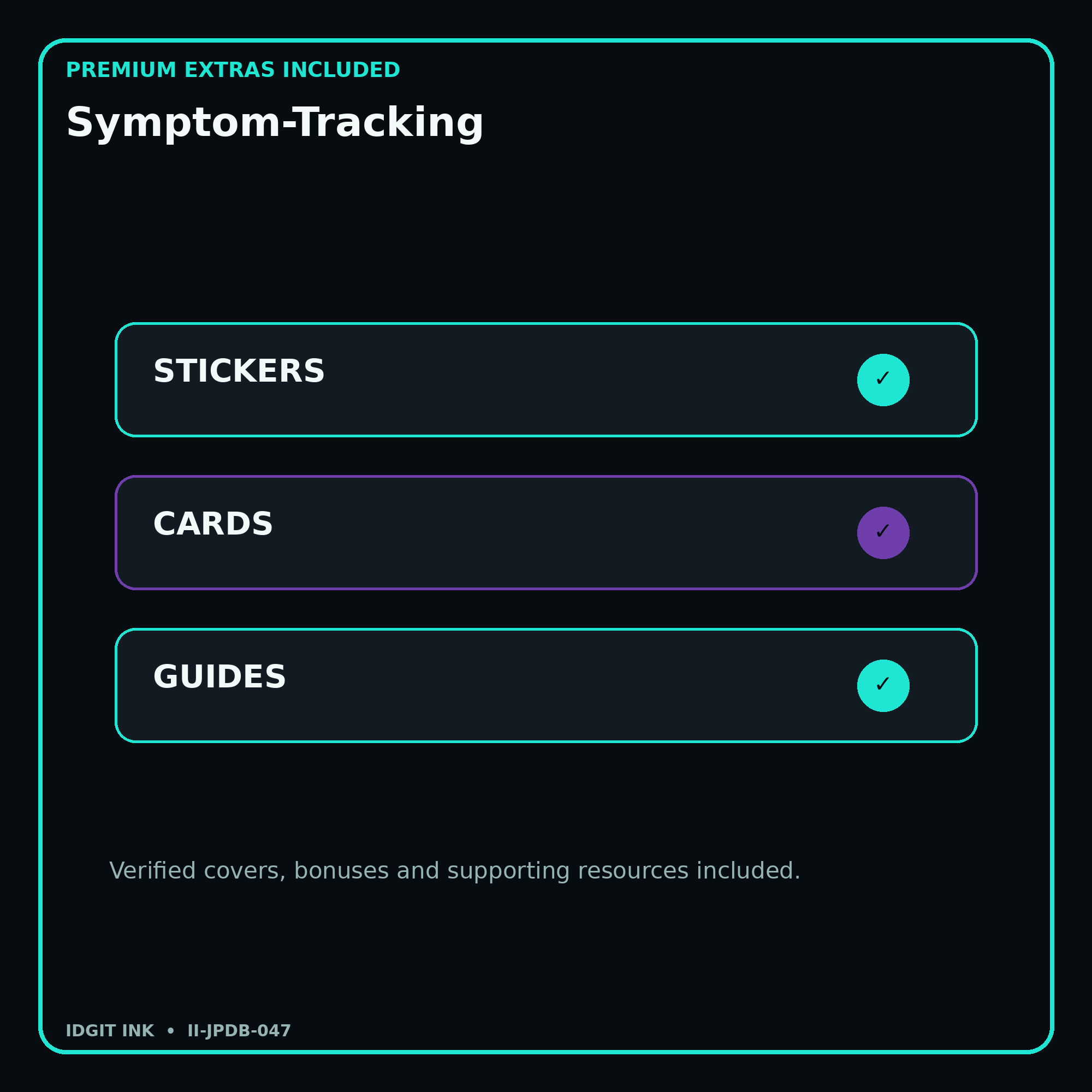 Symptom-Tracking stickers cards covers guides and verified bundle bonuses