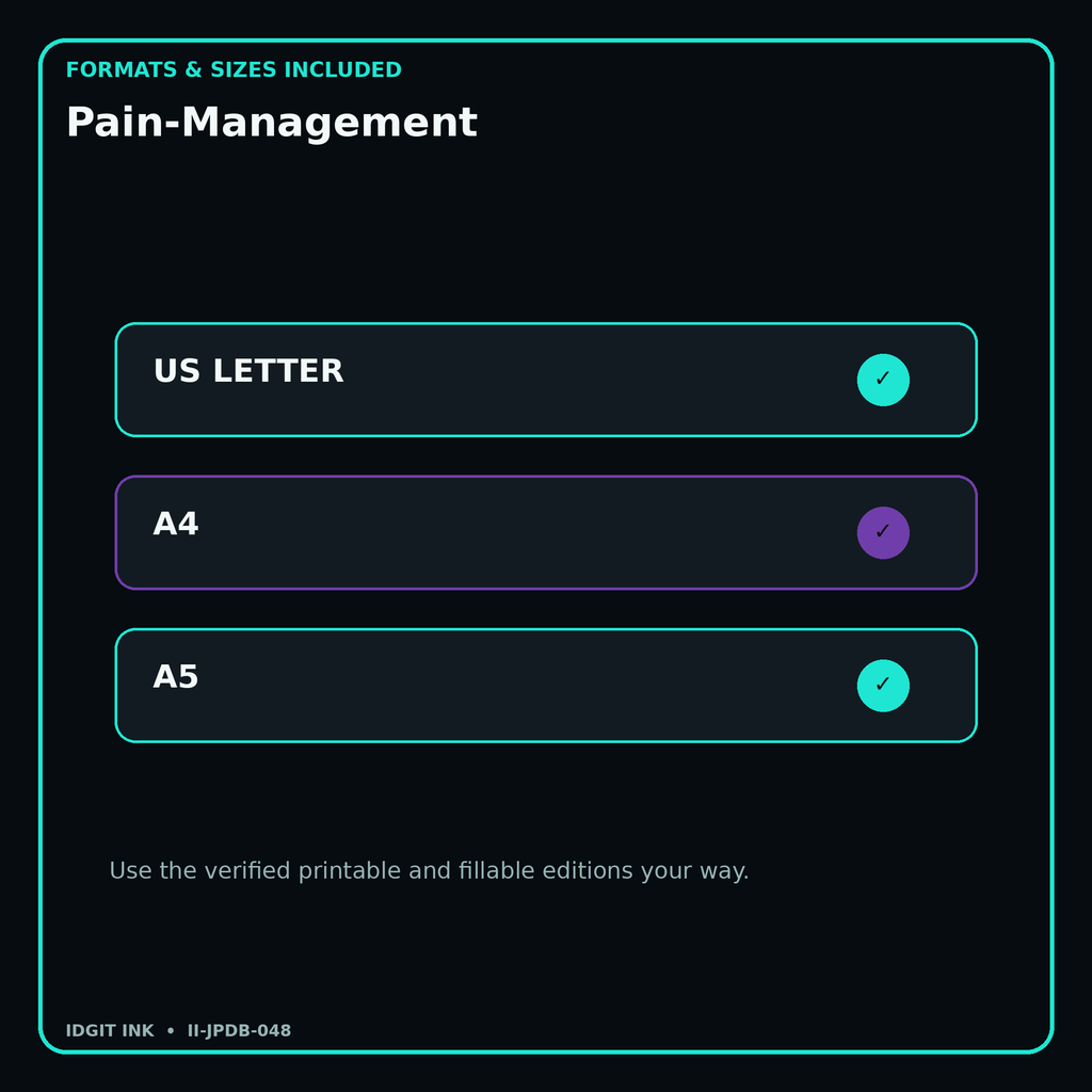 Pain-Management digital bundle formats in US Letter A4 and A5