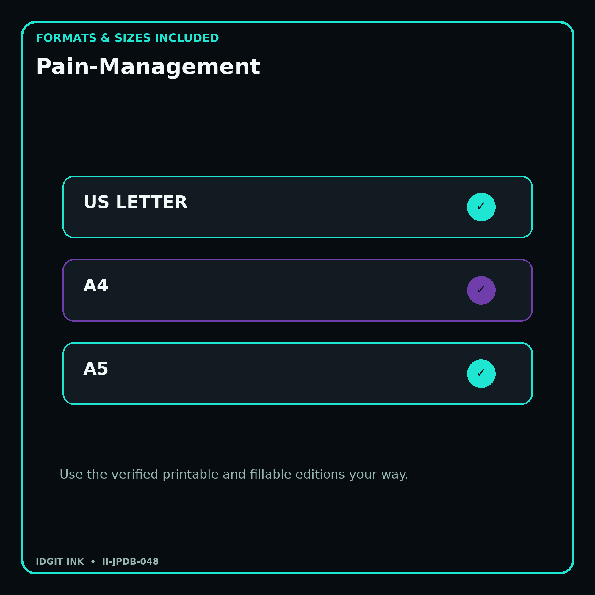 Pain-Management digital bundle formats in US Letter A4 and A5