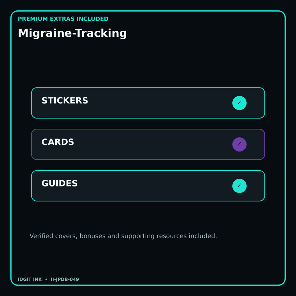 Migraine-Tracking stickers cards covers guides and verified bundle bonuses