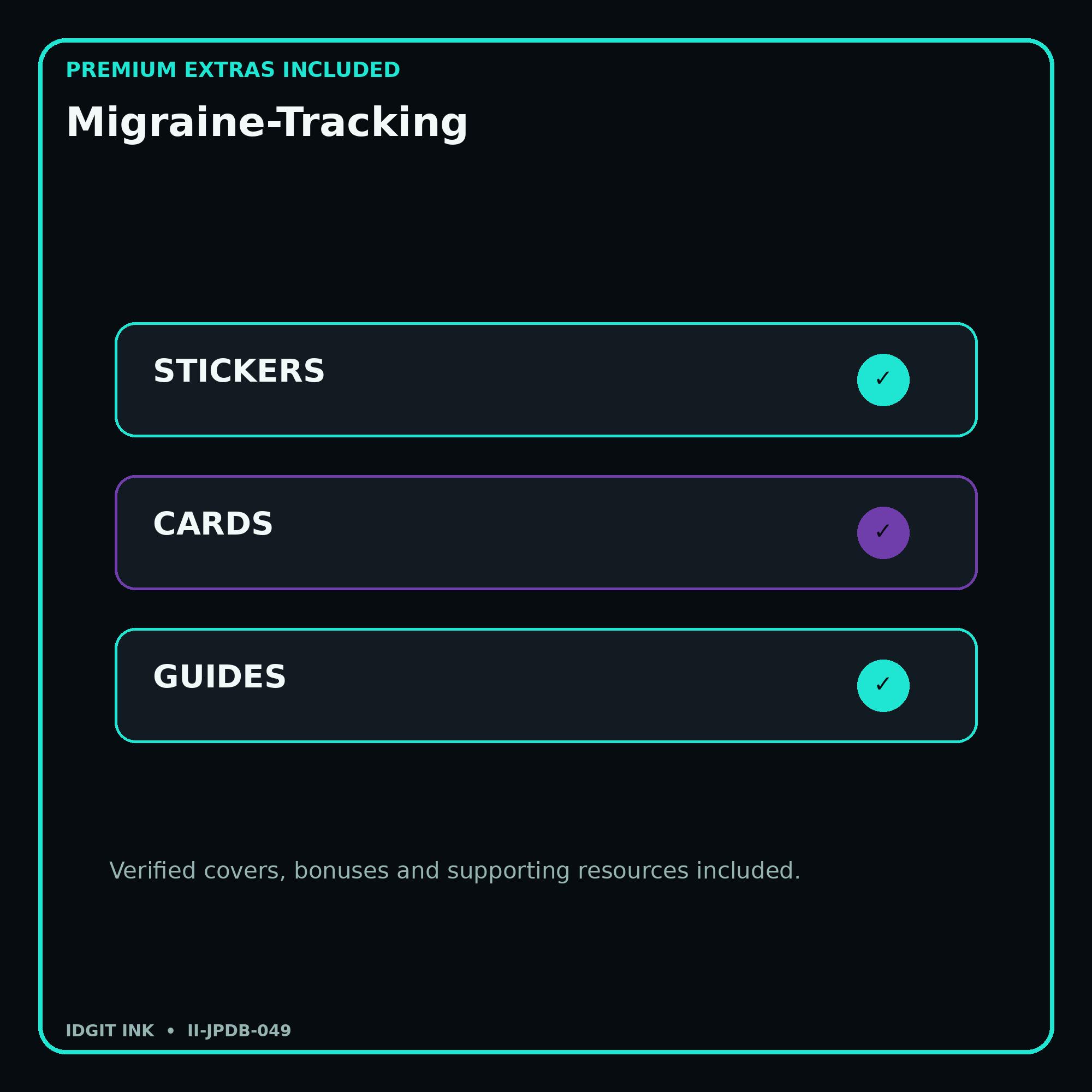 Migraine-Tracking stickers cards covers guides and verified bundle bonuses