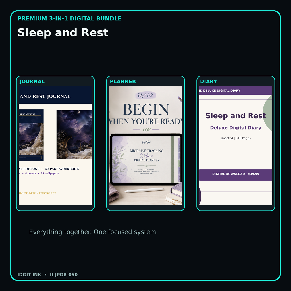 Sleep and Rest premium digital journal planner and diary bundle cover