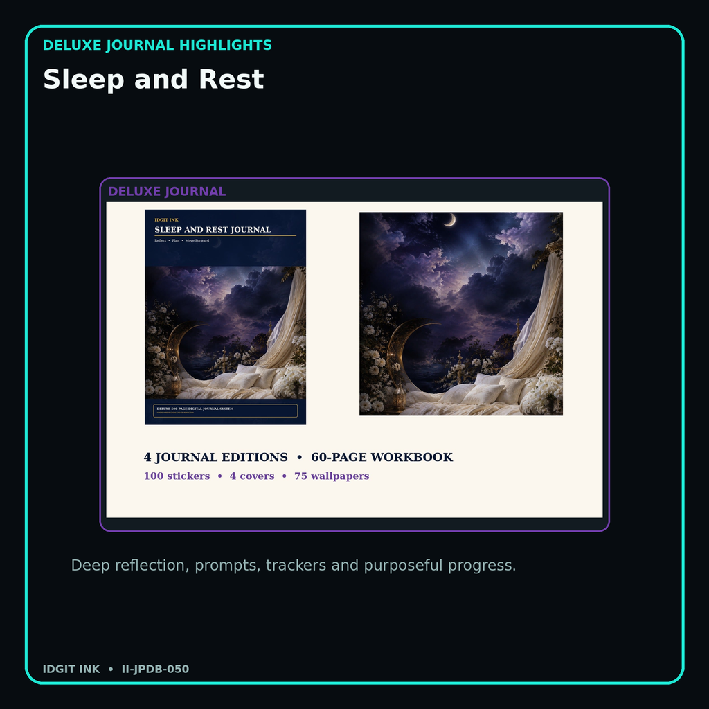 Sleep and Rest deluxe digital journal features and guided reflection pages