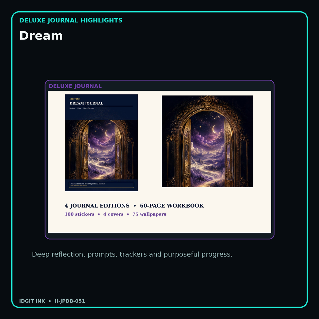 Dream deluxe digital journal features and guided reflection pages