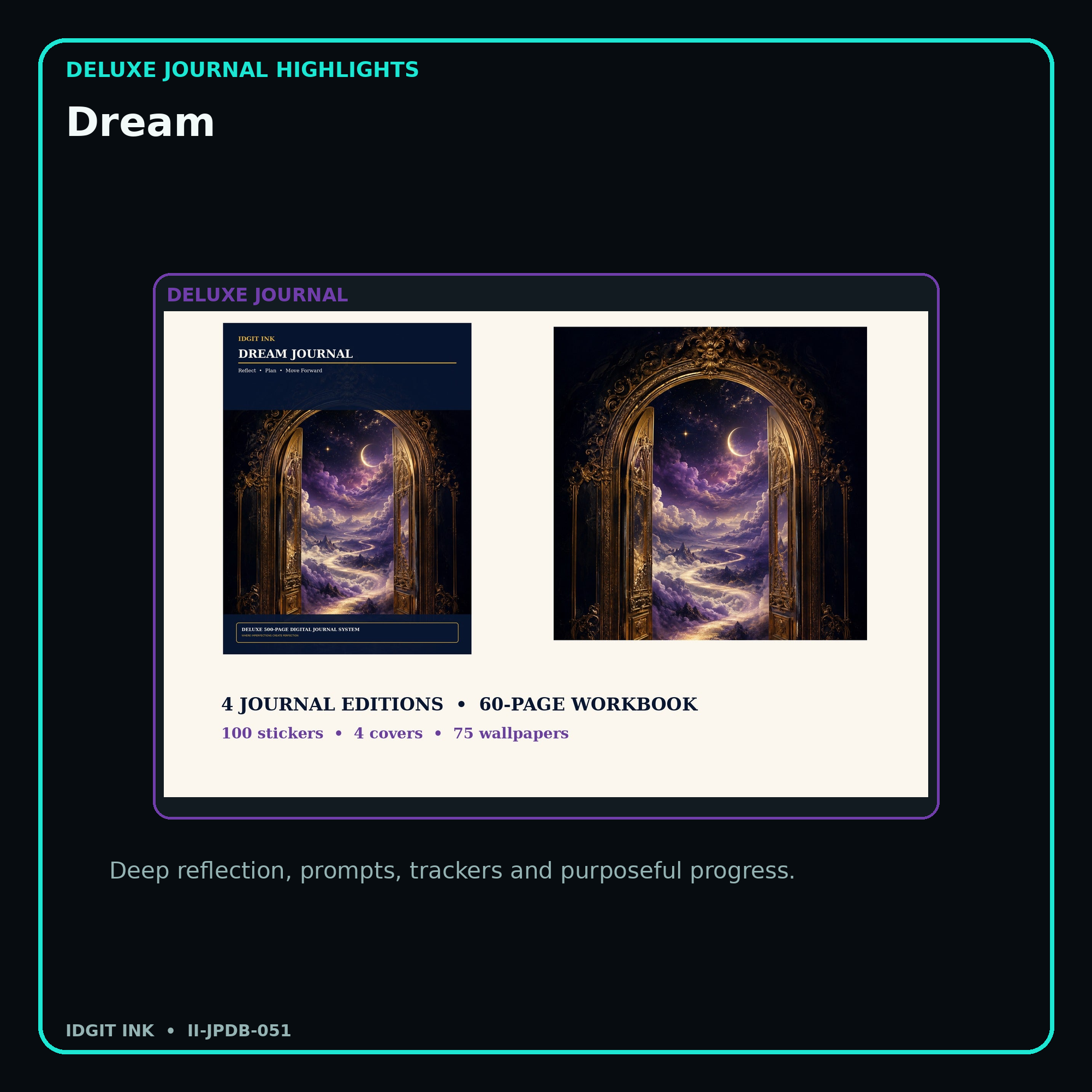 Dream deluxe digital journal features and guided reflection pages