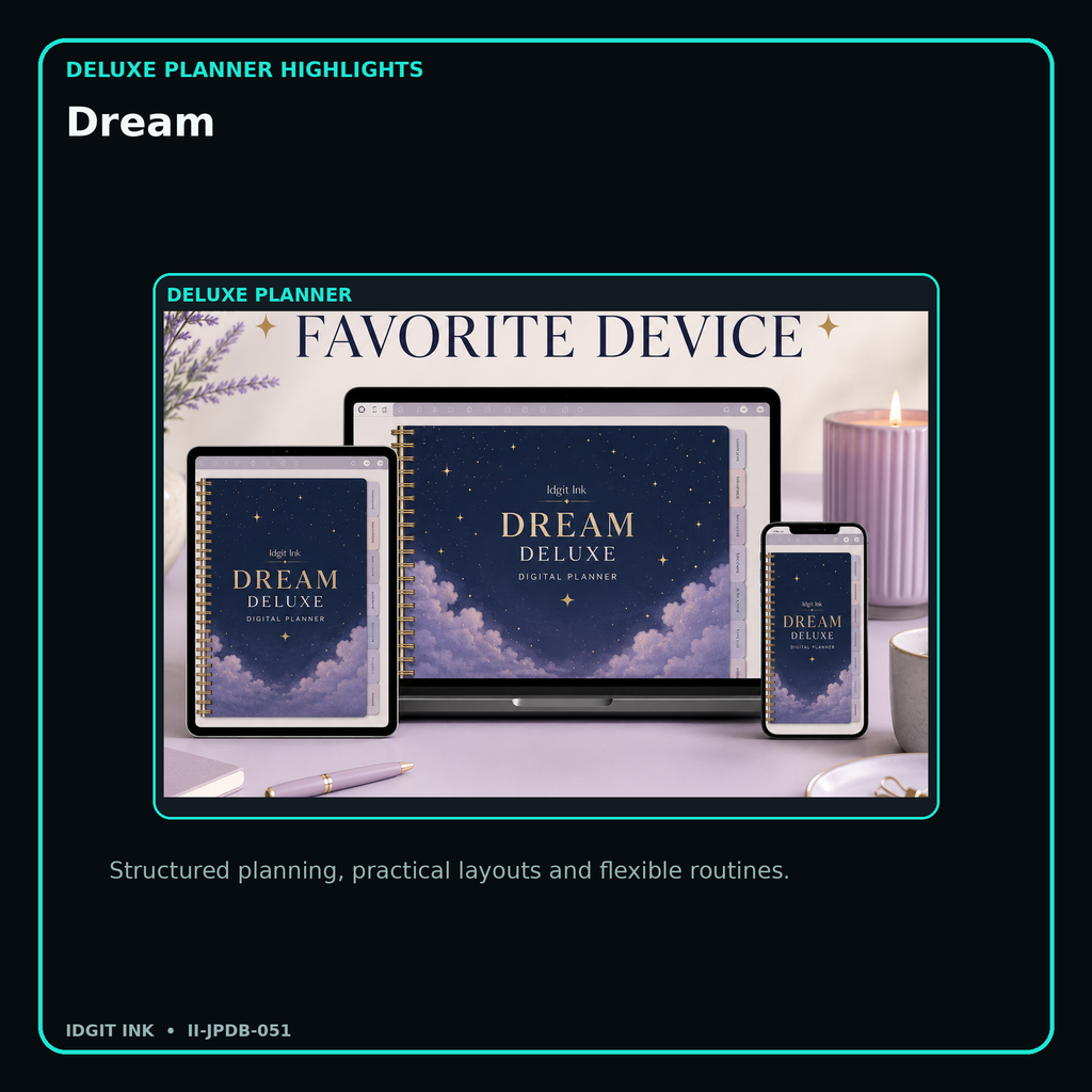 Dream deluxe digital planner features and flexible organization