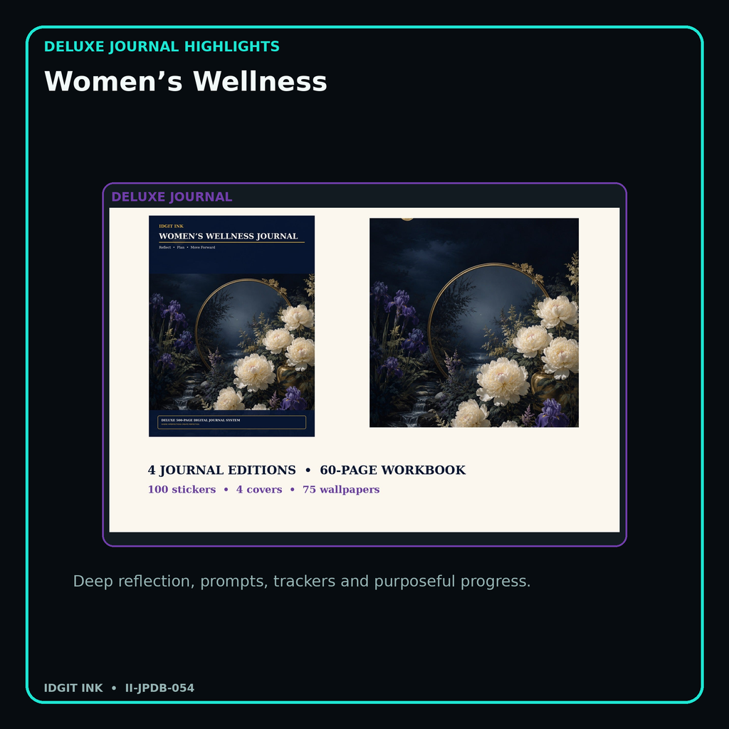 Women’s Wellness deluxe digital journal features and guided reflection pages