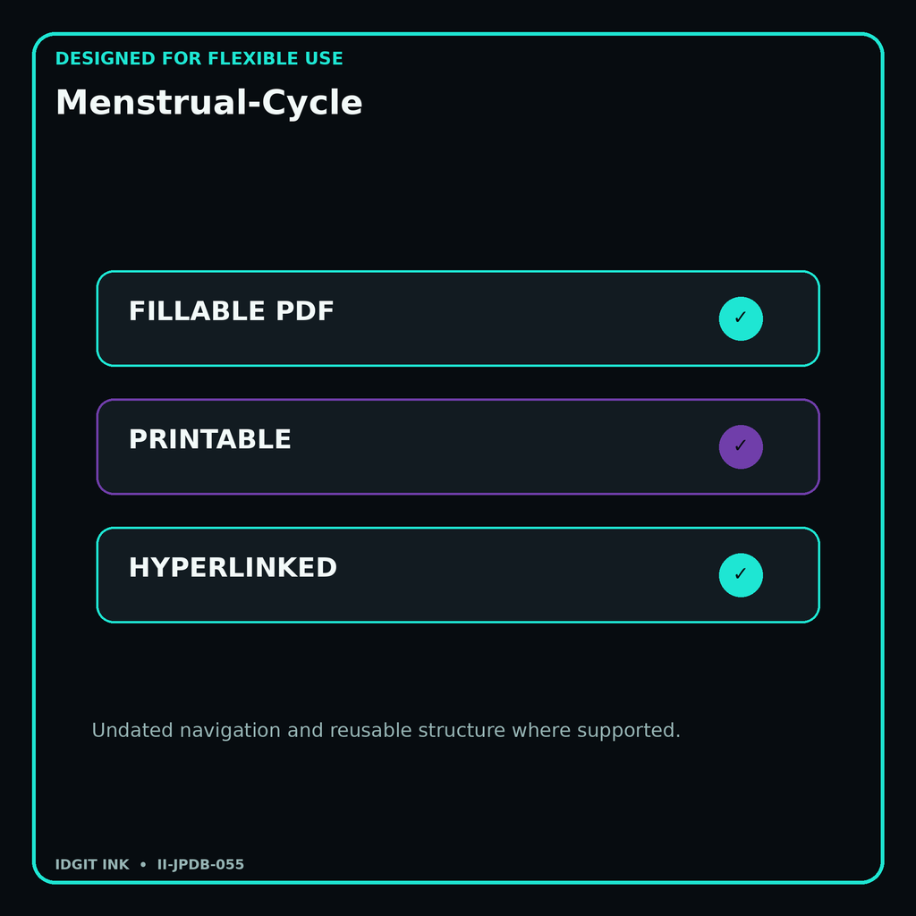 Menstrual-Cycle fillable printable and hyperlinked digital features