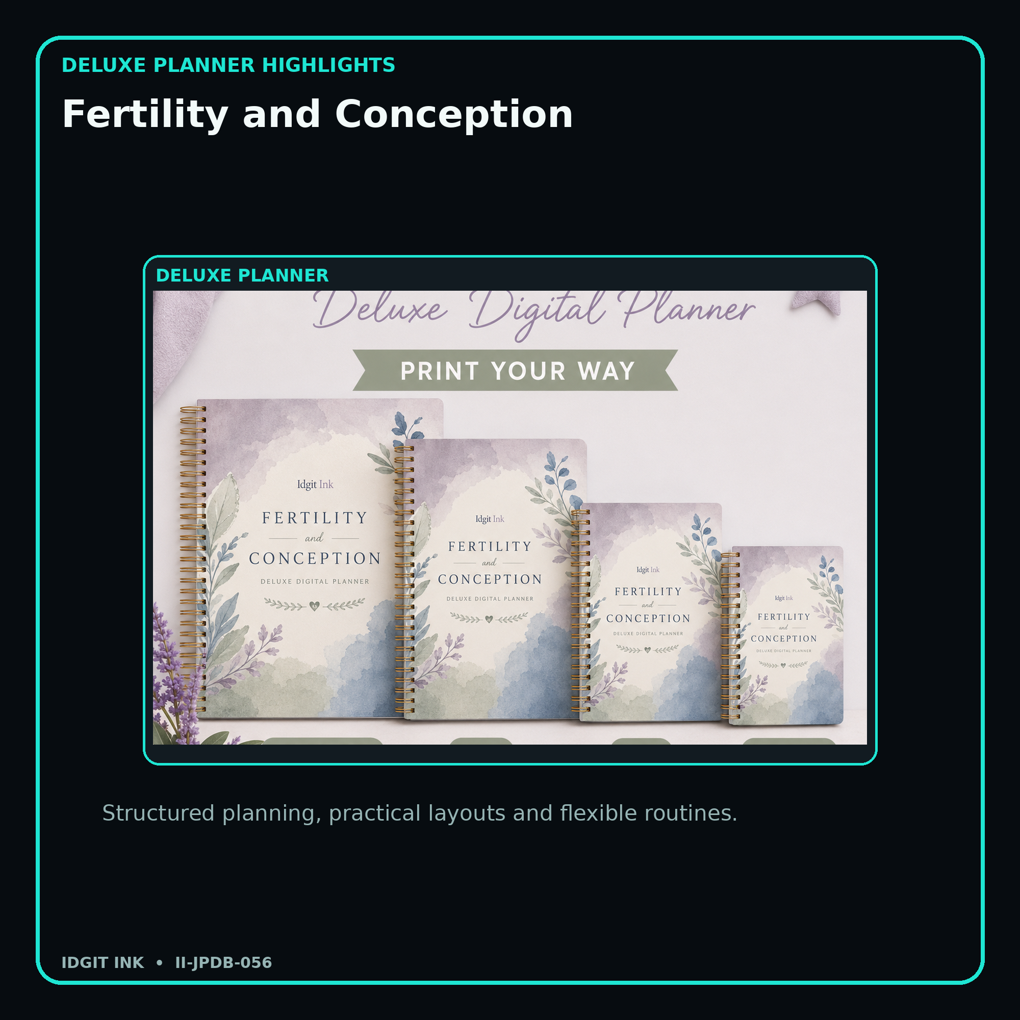 Fertility and Conception deluxe digital planner features and flexible organization
