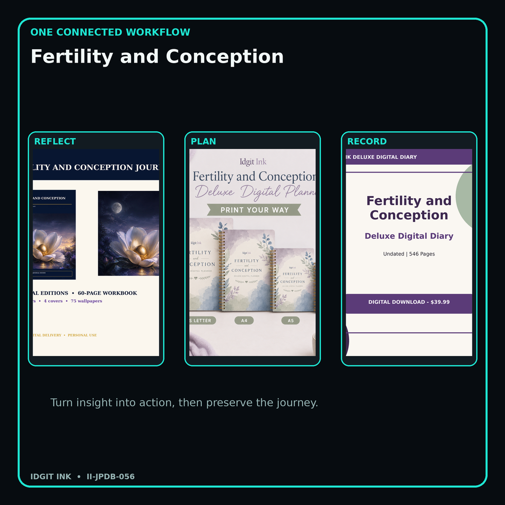 Fertility and Conception connected journal planner diary workflow and customer benefits