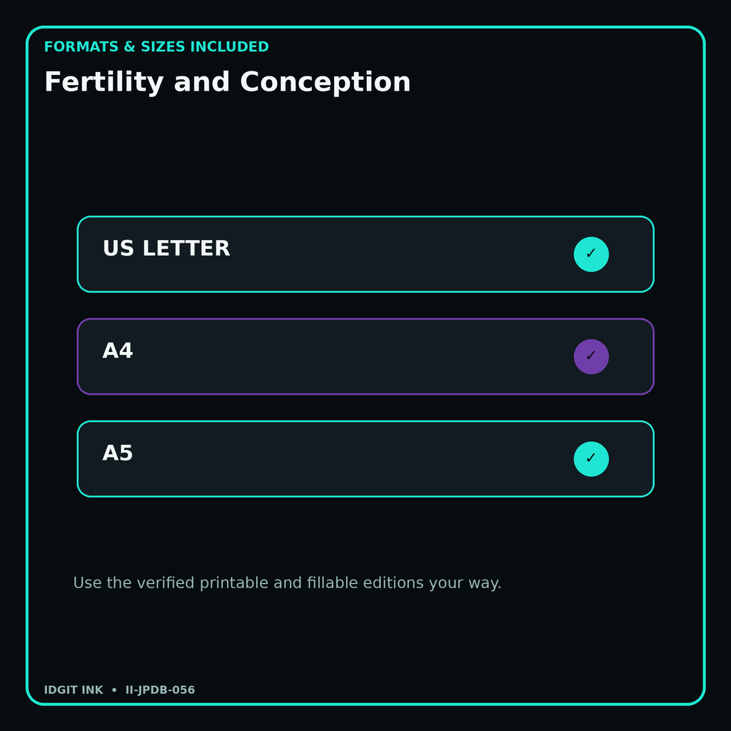 Fertility and Conception digital bundle formats in US Letter A4 and A5