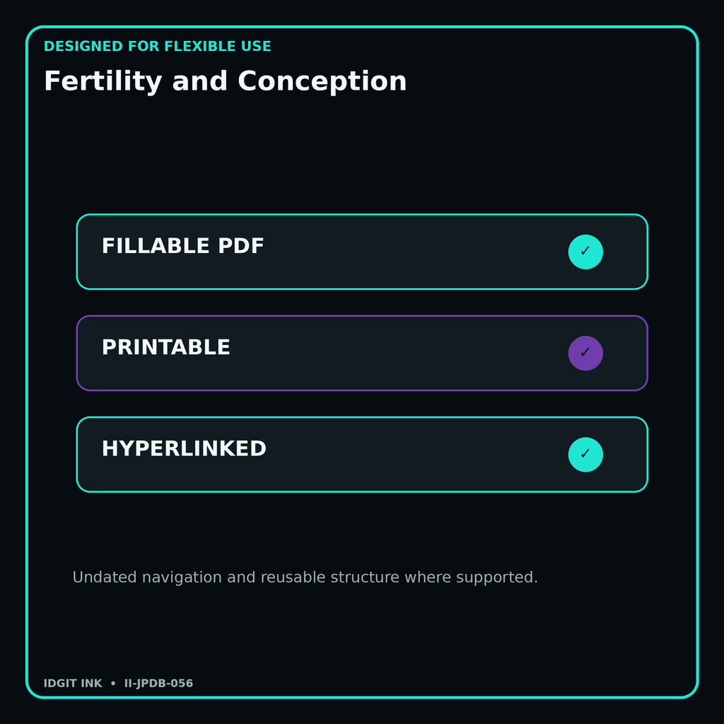 Fertility and Conception fillable printable and hyperlinked digital features