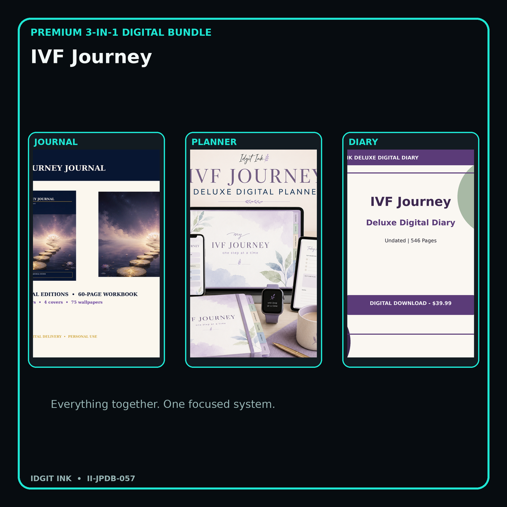 IVF Journey premium digital journal planner and diary bundle cover