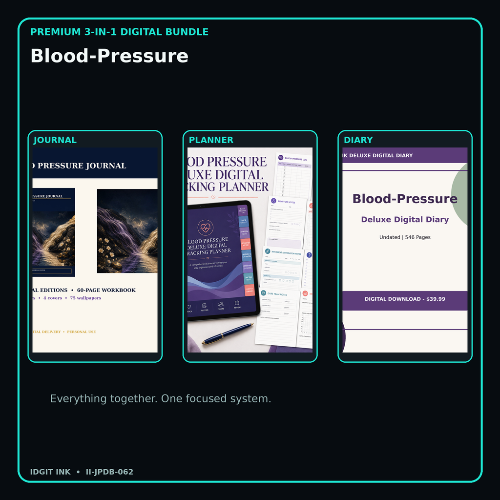 Blood-Pressure premium digital journal planner and diary bundle cover