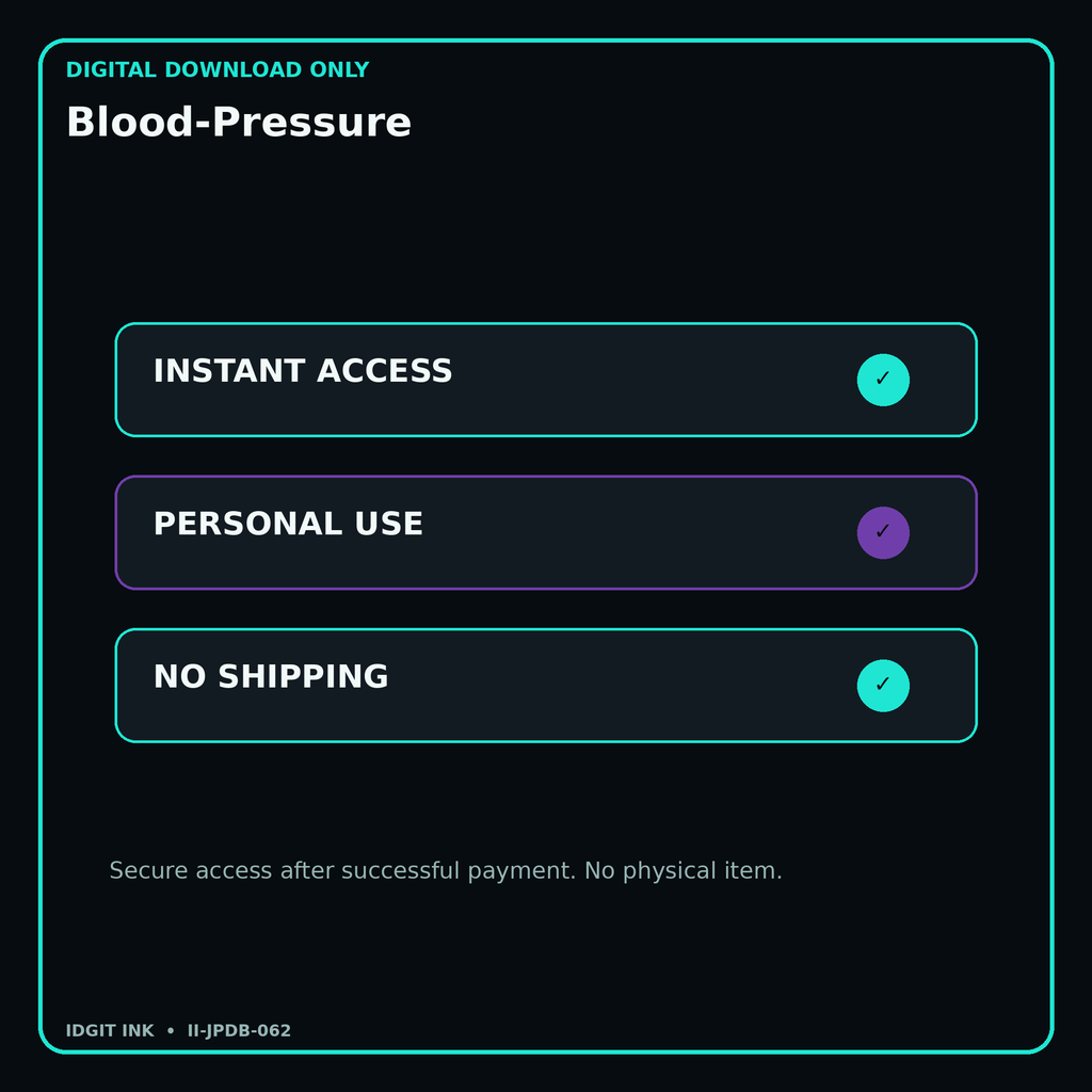 Blood-Pressure secure digital download personal-use and no-shipping notice