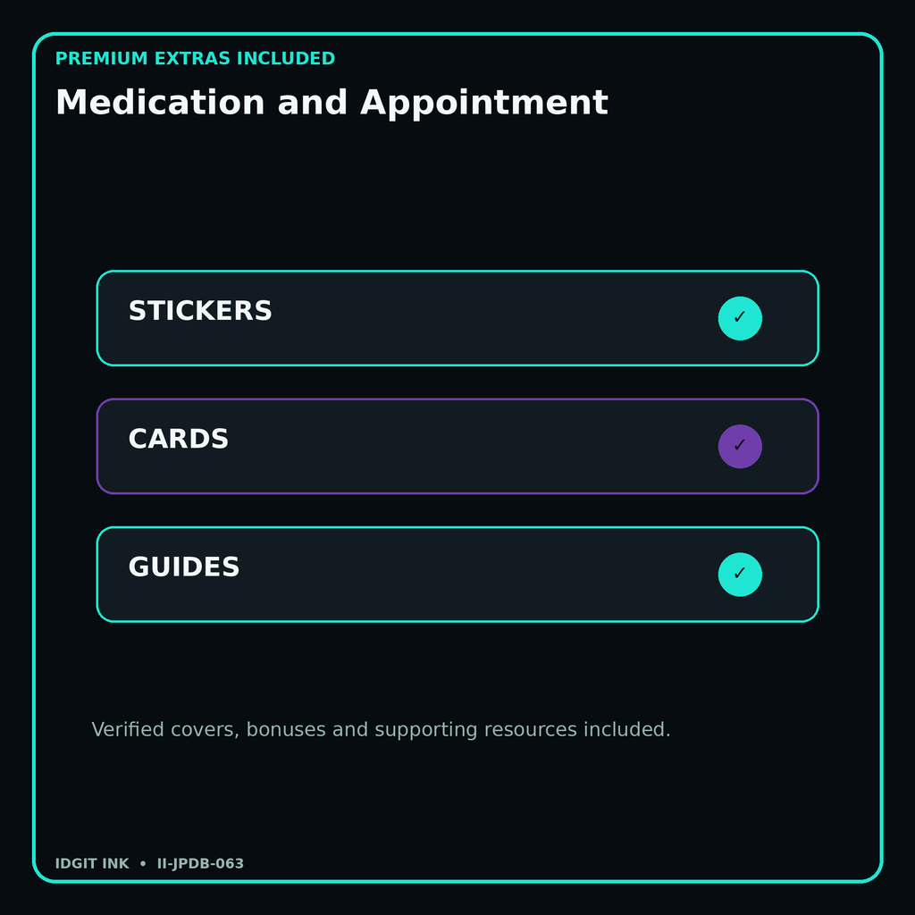 Medication and Appointment stickers cards covers guides and verified bundle bonuses