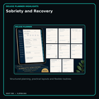Sobriety and Recovery deluxe digital planner features and flexible organization