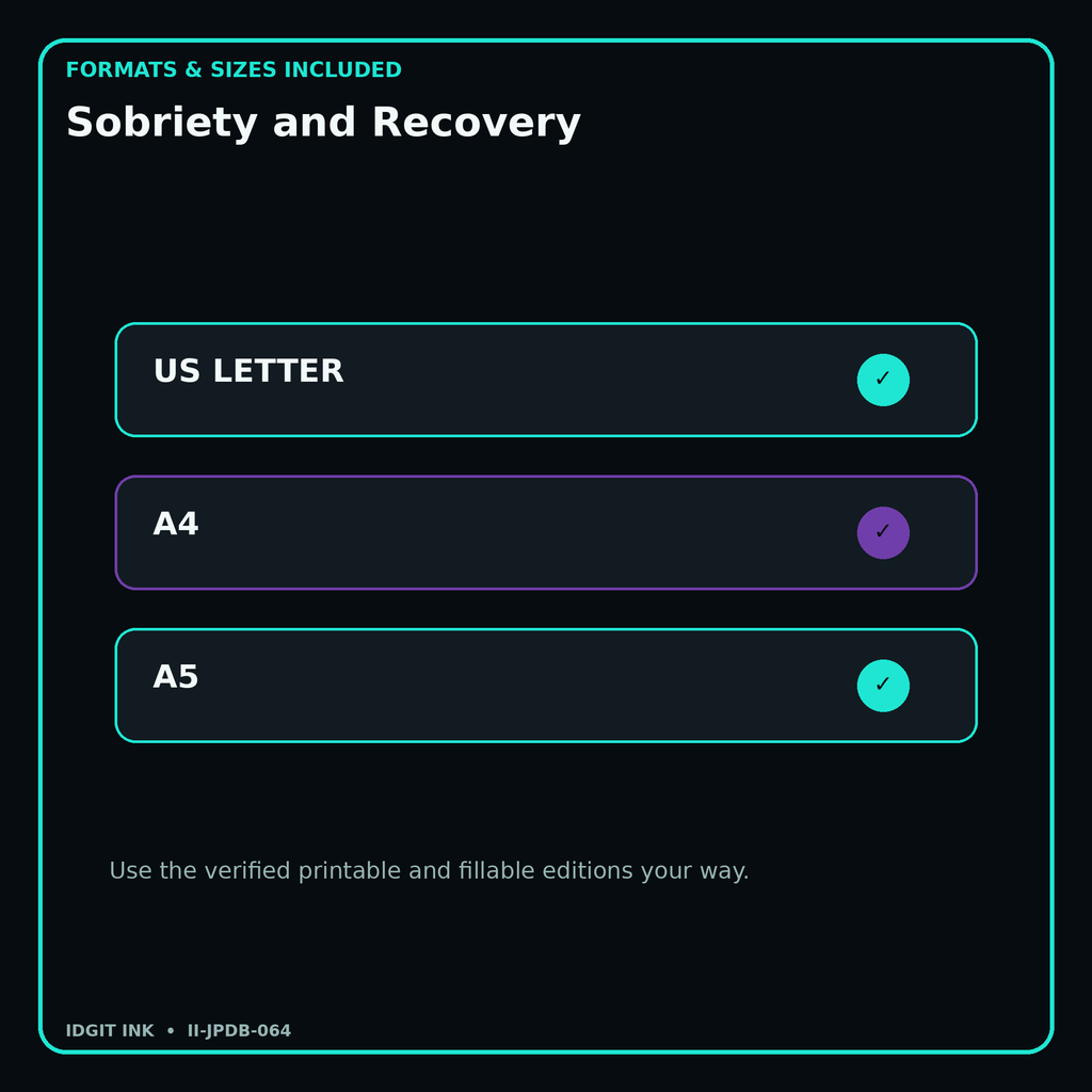 Sobriety and Recovery digital bundle formats in US Letter A4 and A5