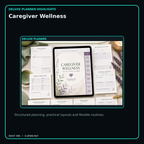 Caregiver Wellness deluxe digital planner features and flexible organization
