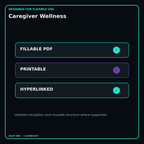 Caregiver Wellness fillable printable and hyperlinked digital features