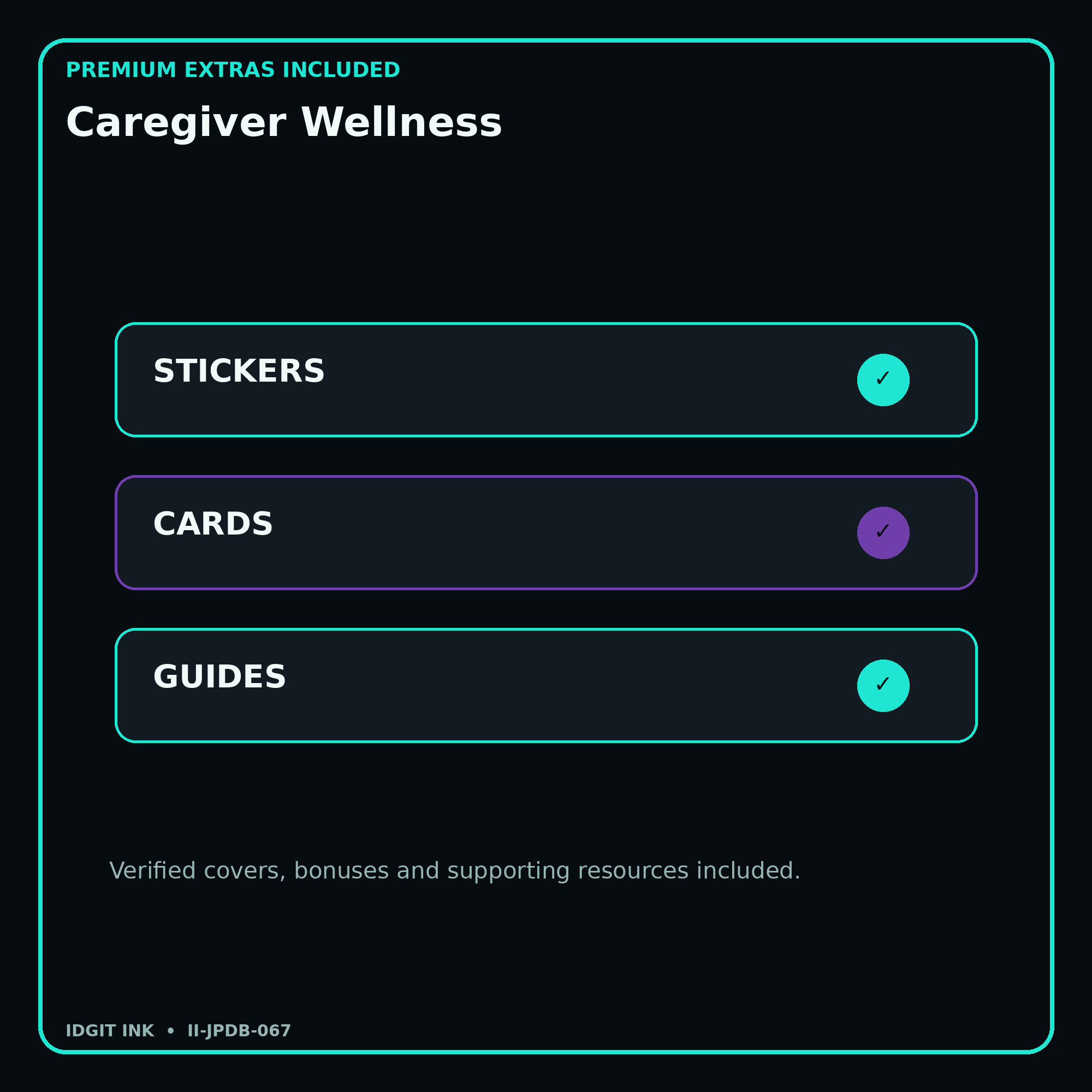 Caregiver Wellness stickers cards covers guides and verified bundle bonuses