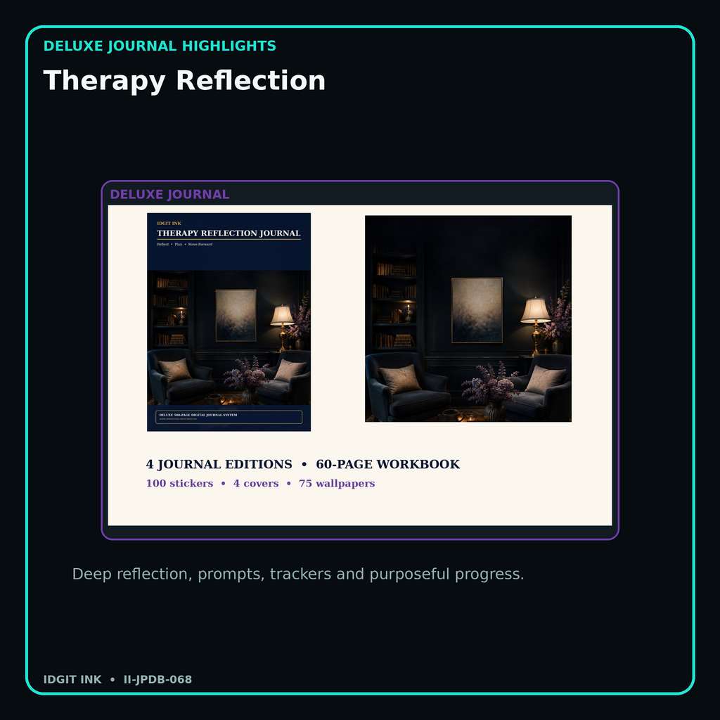 Therapy Reflection deluxe digital journal features and guided reflection pages