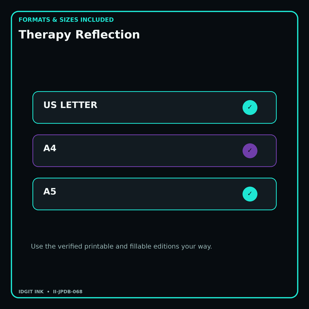 Therapy Reflection digital bundle formats in US Letter A4 and A5