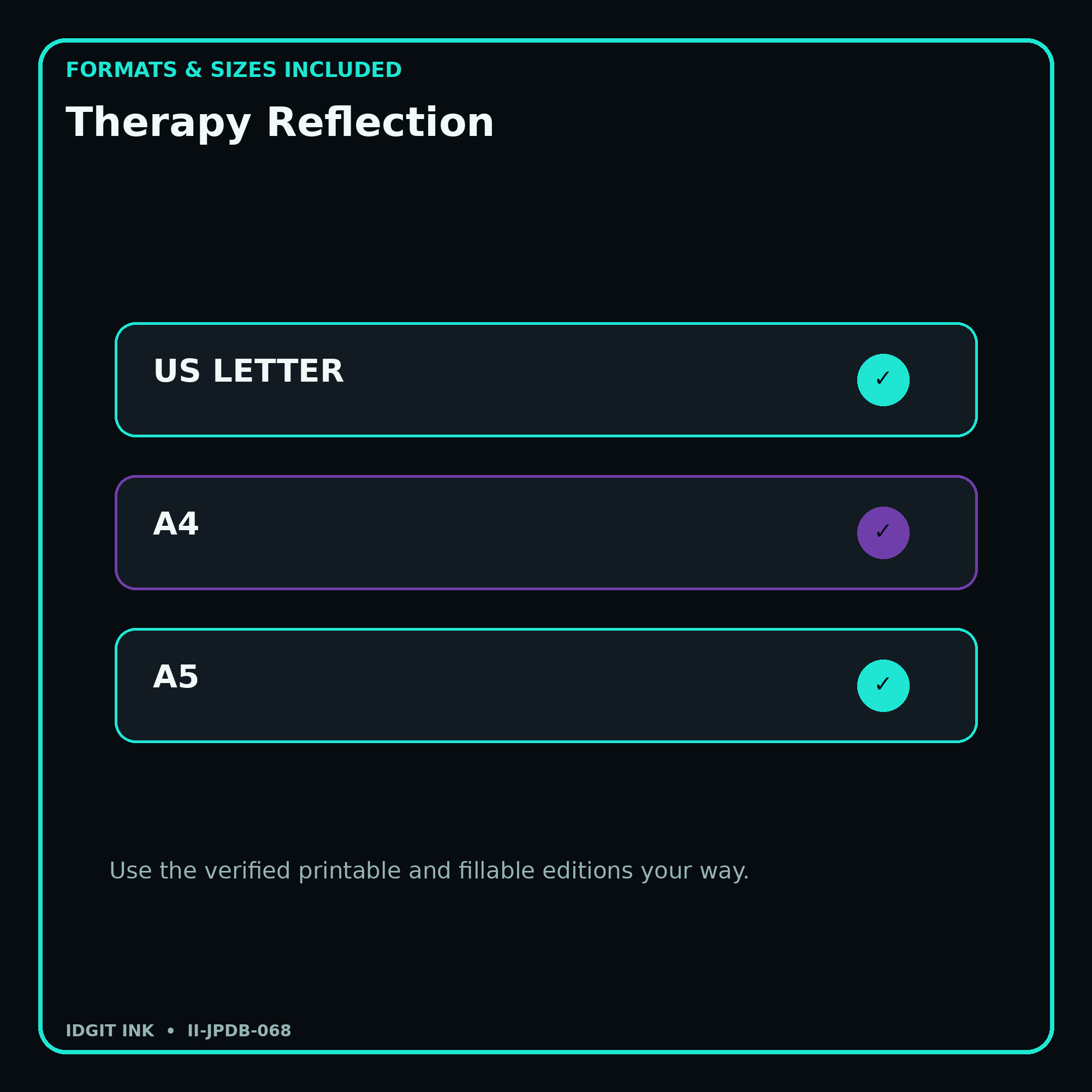 Therapy Reflection digital bundle formats in US Letter A4 and A5
