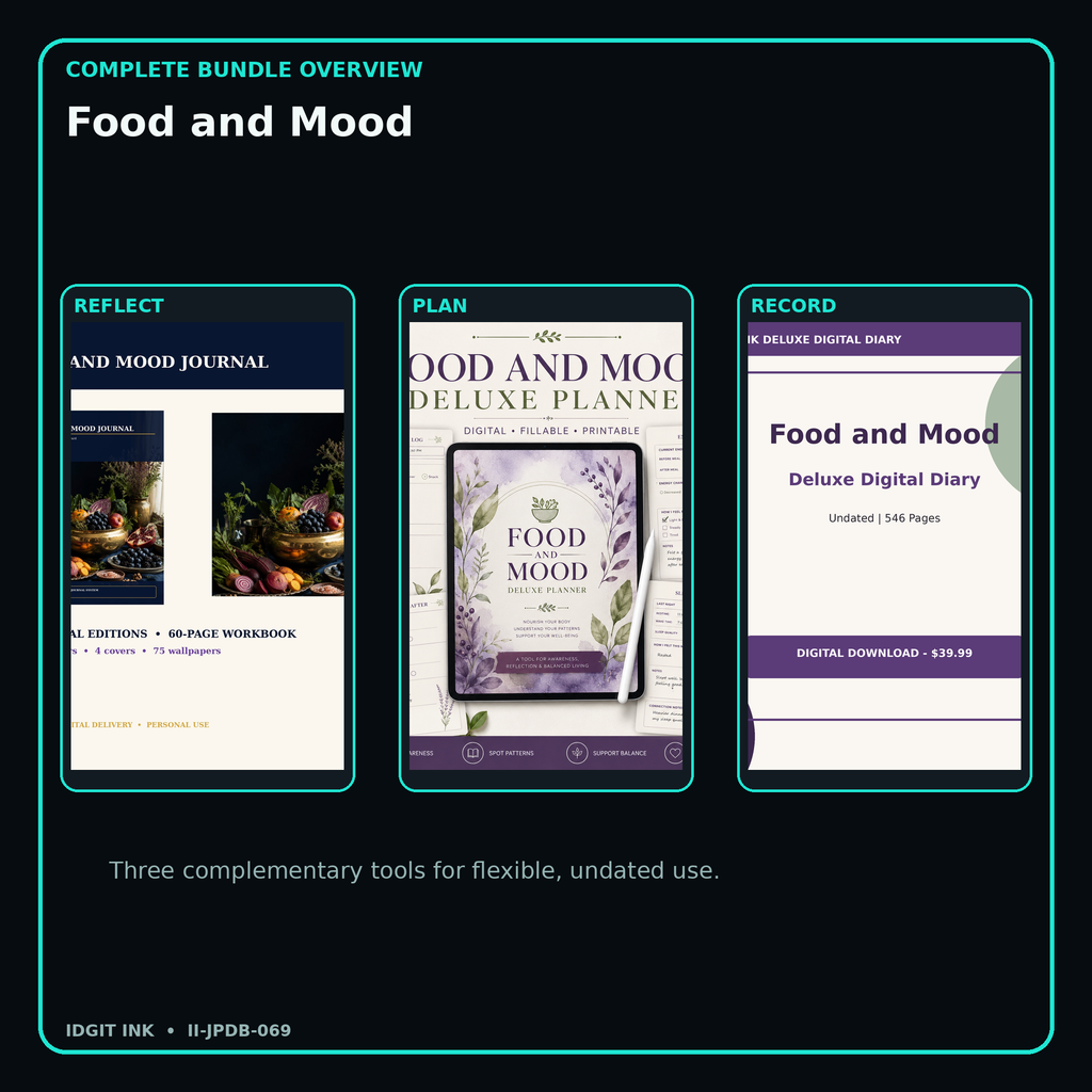 Food and Mood complete three-product digital bundle overview