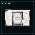 Food and Mood deluxe digital planner features and flexible organization