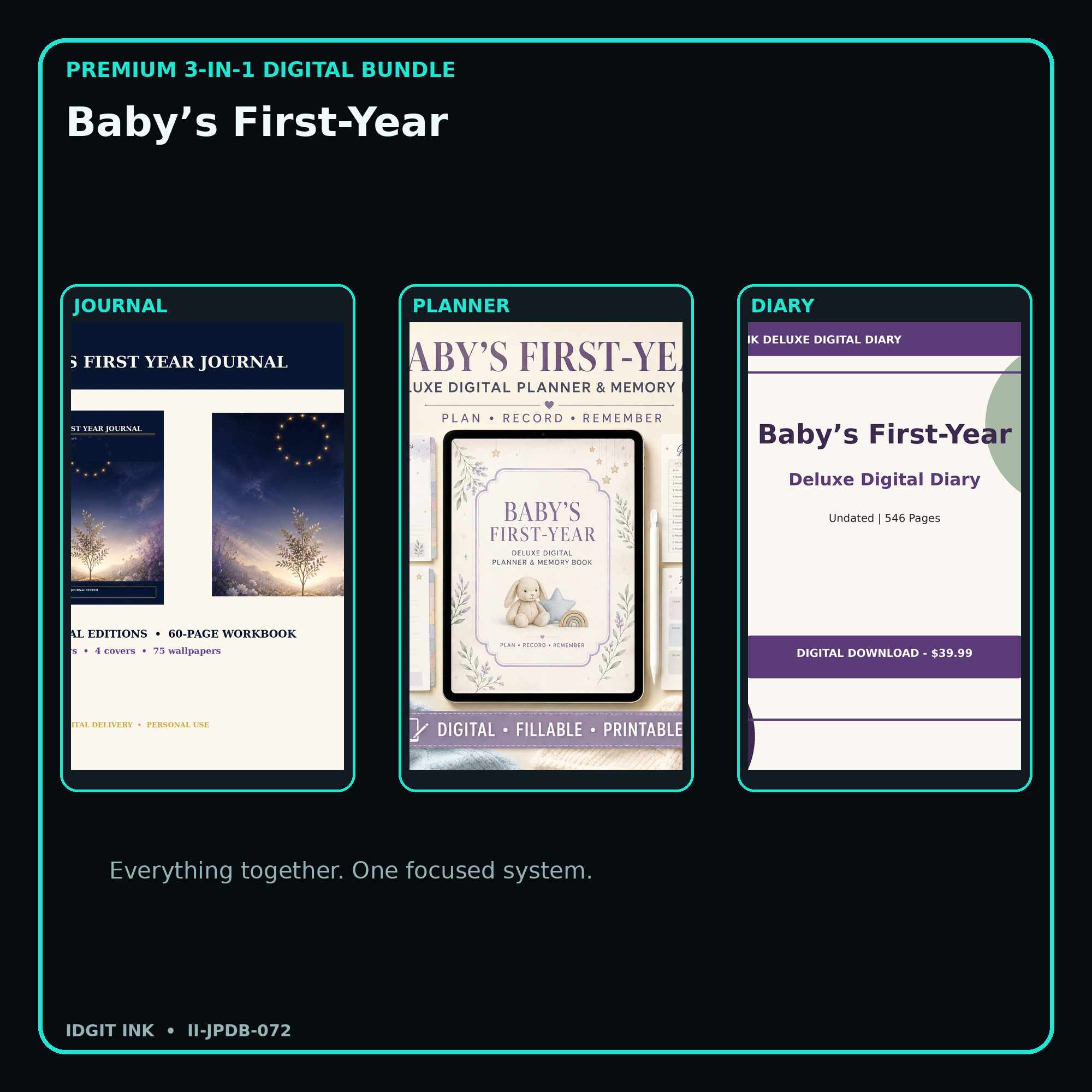 Baby’s First-Year premium digital journal planner and diary bundle cover