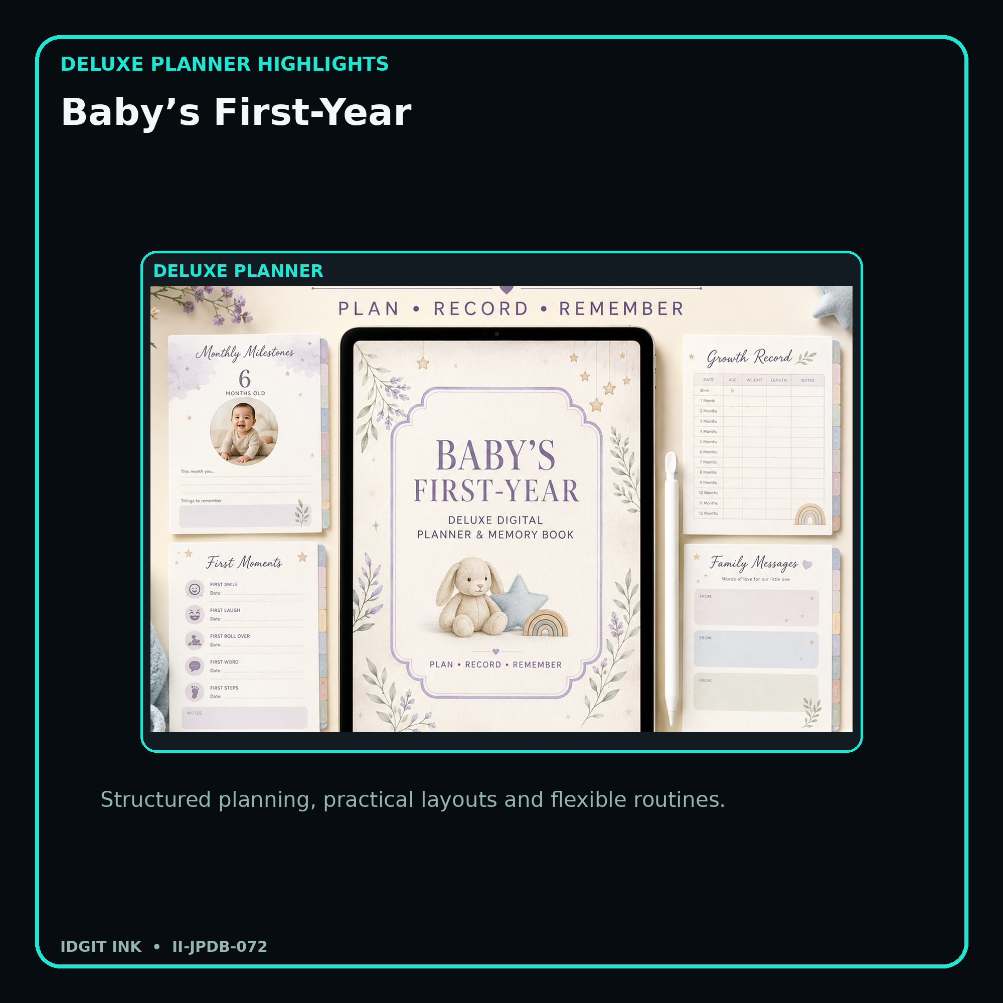 Baby’s First-Year deluxe digital planner features and flexible organization