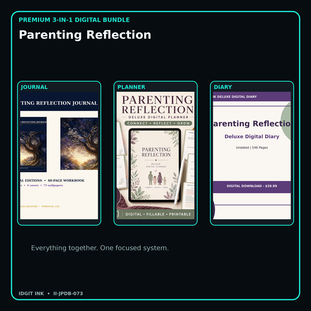 Parenting Reflection premium digital journal planner and diary bundle cover