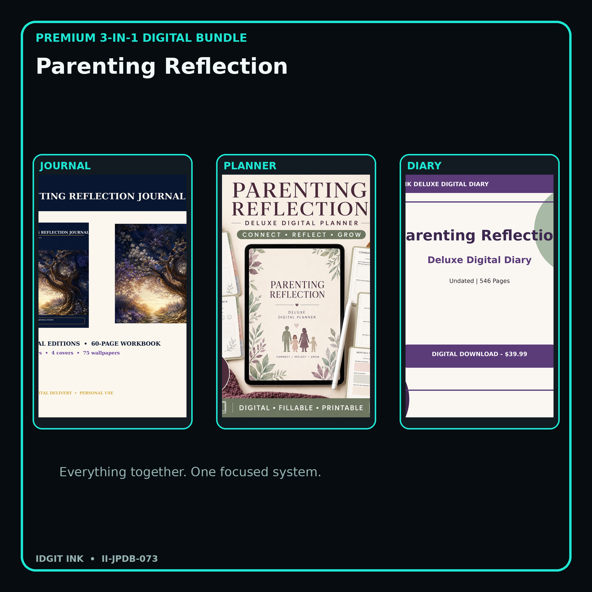 Parenting Reflection premium digital journal planner and diary bundle cover