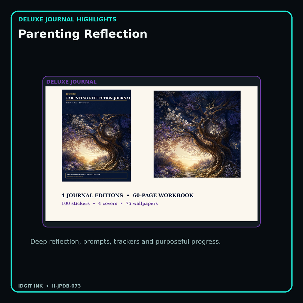 Parenting Reflection deluxe digital journal features and guided reflection pages