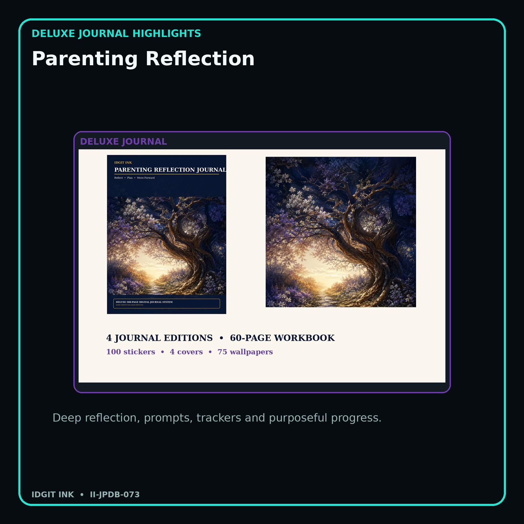 Parenting Reflection deluxe digital journal features and guided reflection pages