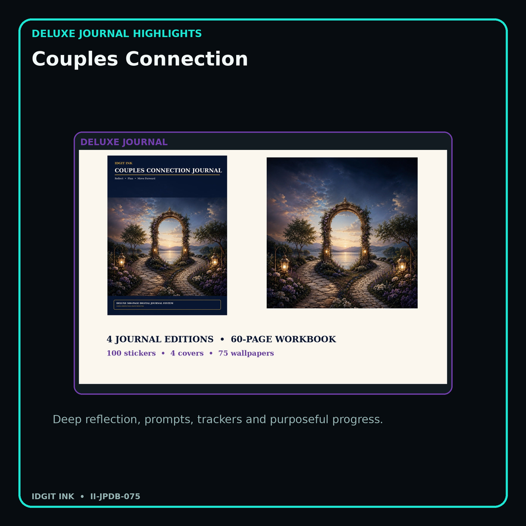 Couples Connection deluxe digital journal features and guided reflection pages