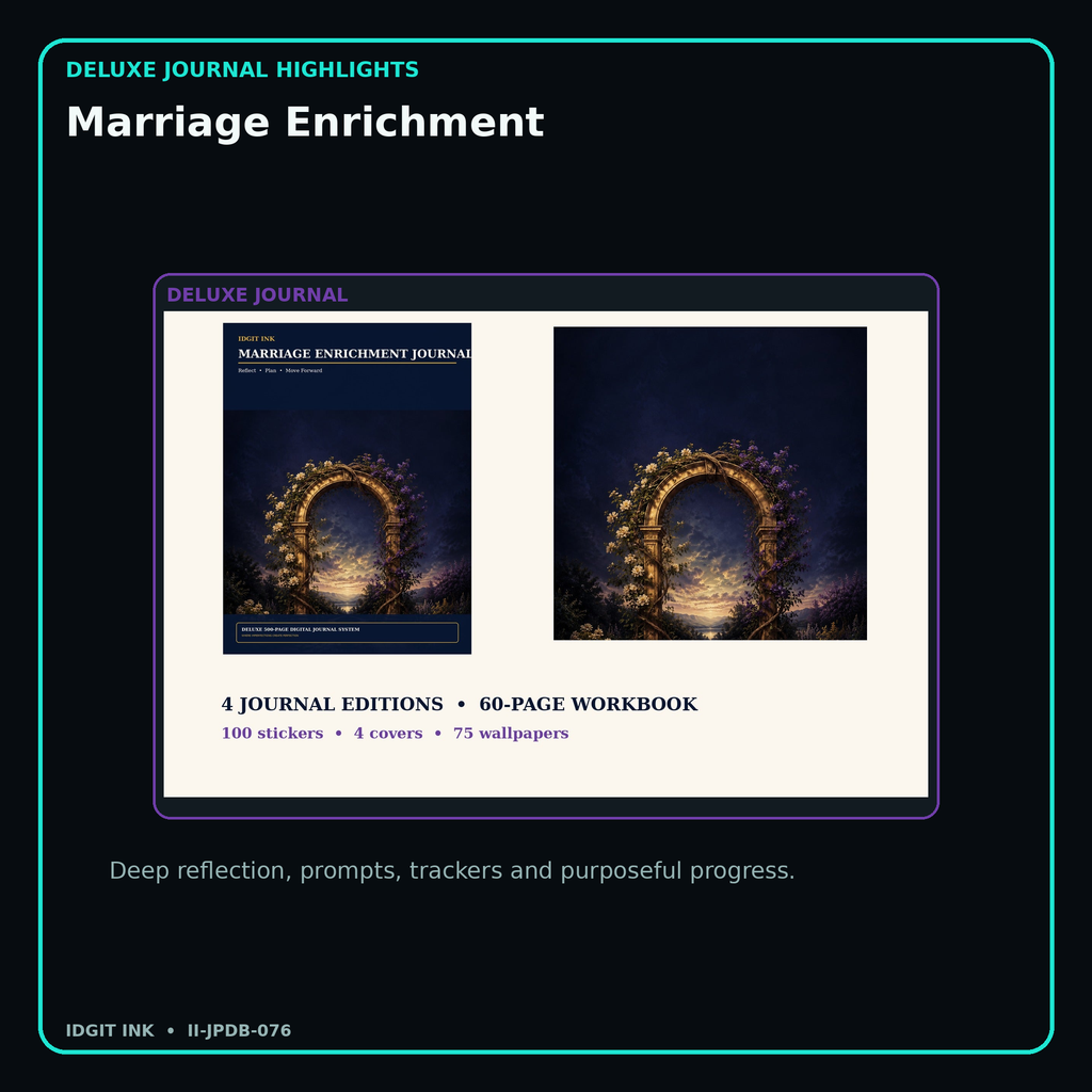 Marriage Enrichment deluxe digital journal features and guided reflection pages