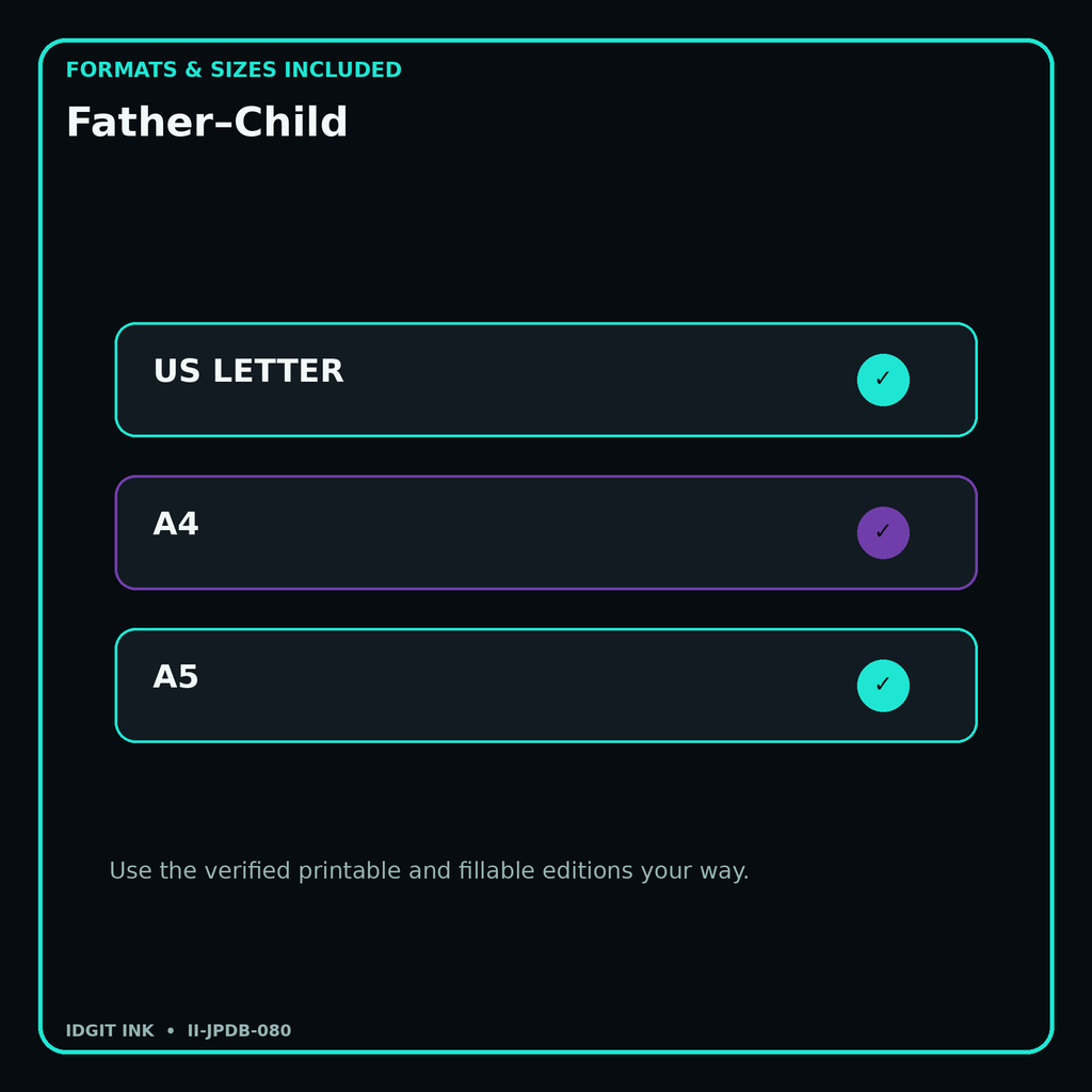 Father–Child digital bundle formats in US Letter A4 and A5